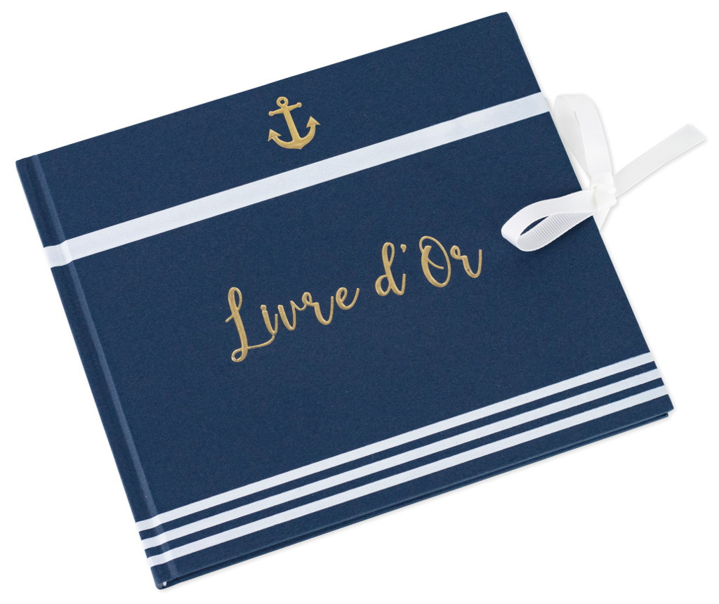 Livre D Or Theme Marine Look Mariniere Surmonte D Une Ancre Doree